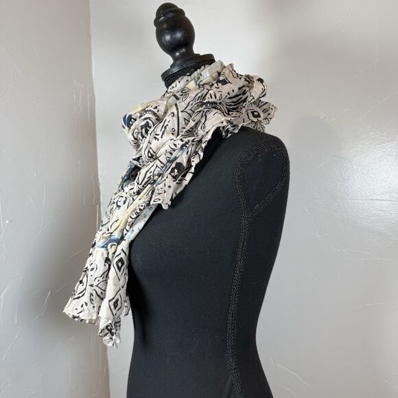 Chico’s Ruffle Floral Scarf Long Beachy Boho *FLAW* - Picture 8 of 13
